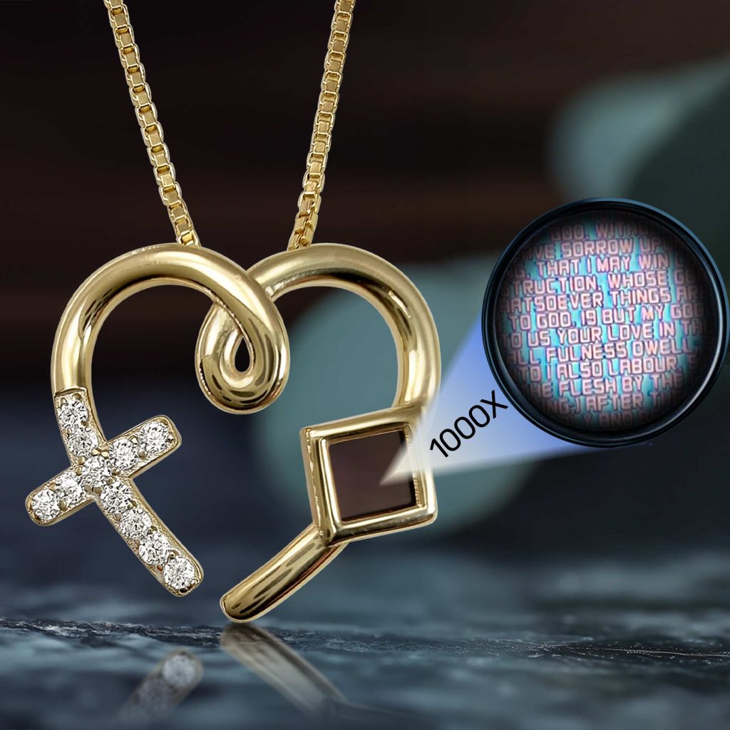 Pocket Bible KJV Heart Necklace with Cross Containing New Testament Scripture - My Nano Jewelry